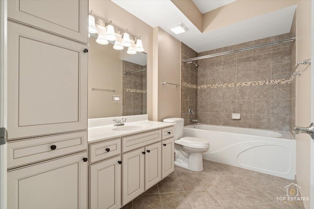 435 W Wood St Unit 410A, Palatine, IL 60067 - bathroom featuring vanity, toilet, shower / bathtub combination, and tile patterned floors