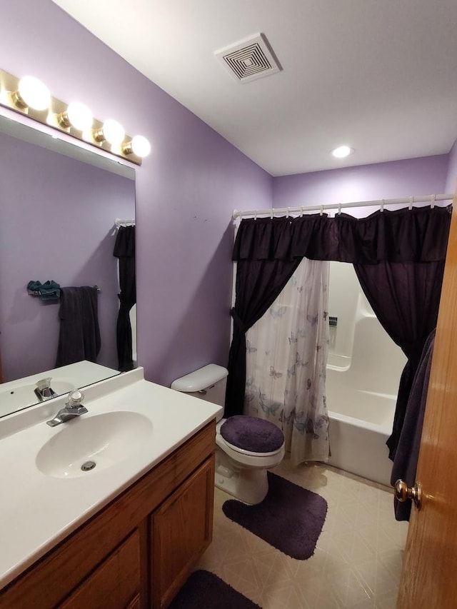 303 Lamplighter Loop, Poplar Grove, IL 61065 - full bathroom featuring tile patterned floors, vanity, toilet, and shower / bath combo with shower curtain