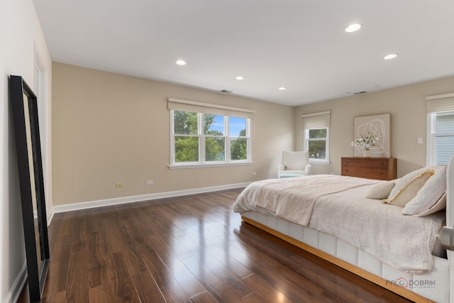2965 Keystone Rd, Northbrook, IL 60062 - bedroom featuring multiple windows, recessed lighting, and dark wood-style flooring