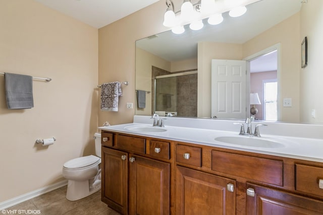6812 Meadow Ln, Morton Grove, IL 60053 - full bathroom with tiled shower, tile patterned flooring, and double vanity