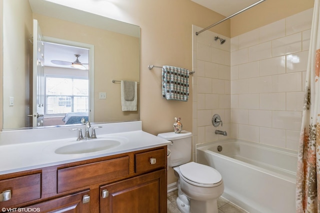 6812 Meadow Ln, Morton Grove, IL 60053 - full bath with shower / bath combo, vanity, ensuite bath, and tile patterned flooring