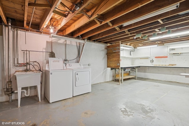 1410 Plymouth Ln, Glenview, IL 60025 - unfinished basement with washing machine and dryer and a sink