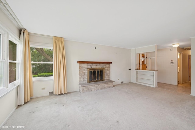 1410 Plymouth Ln, Glenview, IL 60025 - unfurnished living room featuring carpet floors and a fireplace