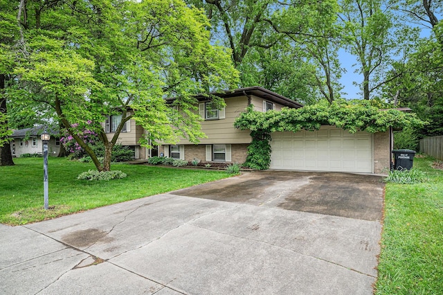 6291 Fallen Timbers Ave, Portage, IN 46368 - view of front of property featuring driveway, brick siding, a front lawn, and a garage