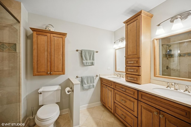 1728 Wildberry Dr Unit B, Glenview, IL 60025 - full bathroom featuring double vanity, tile patterned floors, and tiled shower