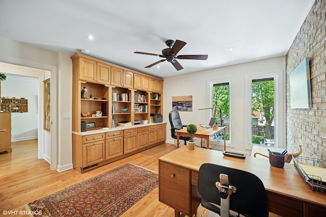 1728 Wildberry Dr Unit B, Glenview, IL 60025 - office space with light wood-type flooring, a ceiling fan, and recessed lighting
