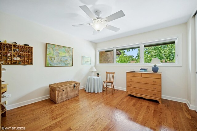 1728 Wildberry Dr Unit B, Glenview, IL 60025 - living area with a ceiling fan and light wood-type flooring