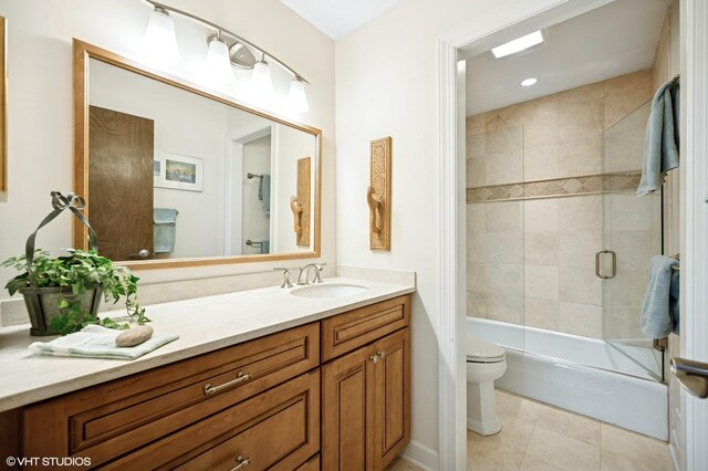 1728 Wildberry Dr Unit B, Glenview, IL 60025 - full bathroom featuring vanity, shower / tub combination, tile patterned flooring, and recessed lighting