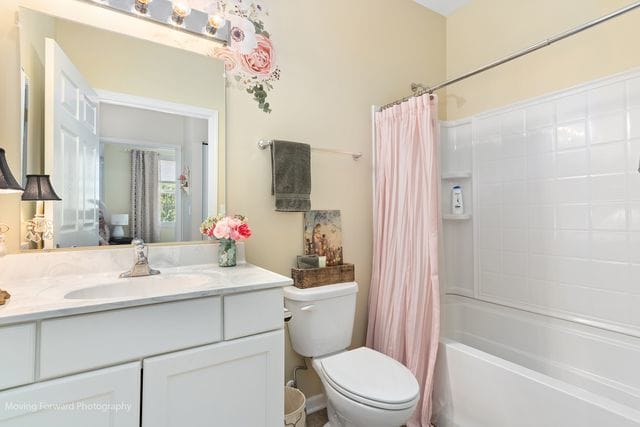 17228 Fontana Ln, Lockport, IL 60441 - full bath with vanity and shower / bathtub combination with curtain