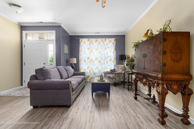 17228 Fontana Ln, Lockport, IL 60441 - living area with crown molding and wood finished floors