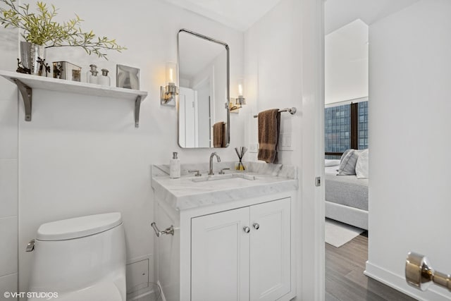 990 N Lake Shore Dr Unit 10A, Chicago, IL 60611 - bathroom featuring vanity, wood finished floors, and connected bathroom