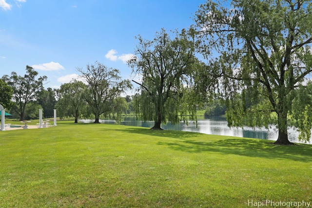 7 3 Lakes Rd, Barrington Hills, IL 60010 - view of green lawn featuring a water view