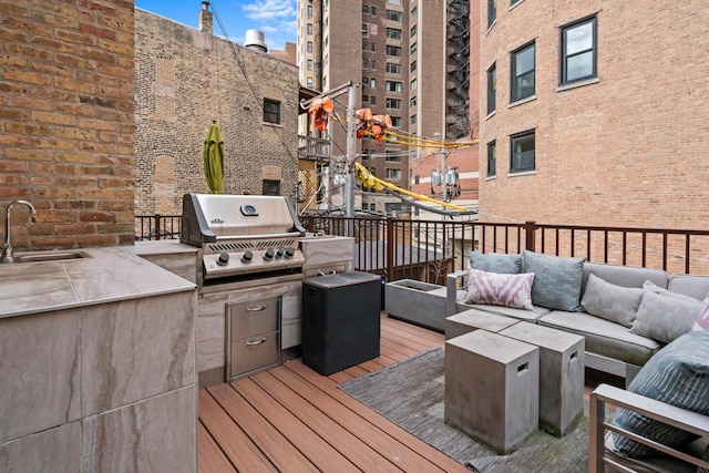 2113 N Clark St, Chicago, IL 60614 - wooden deck featuring a sink and an outdoor living space