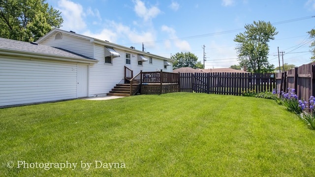 527 Edwin Dr, Bourbonnais, IL 60914 - view of yard featuring a wooden deck