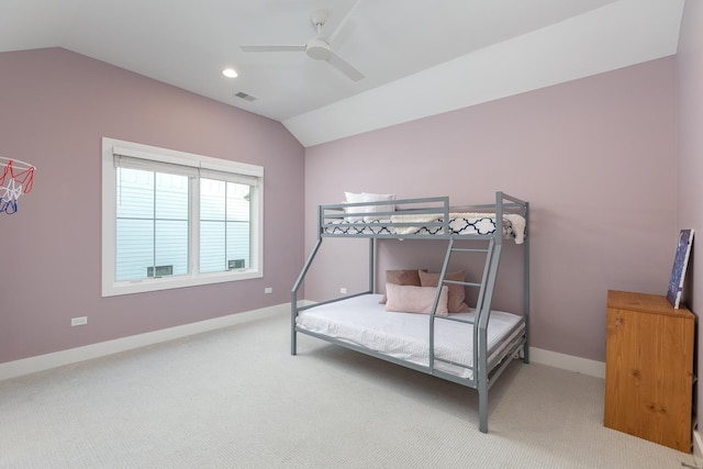 834 Wellner Rd, Naperville, IL 60540 - bedroom with vaulted ceiling, carpet flooring, ceiling fan, and recessed lighting