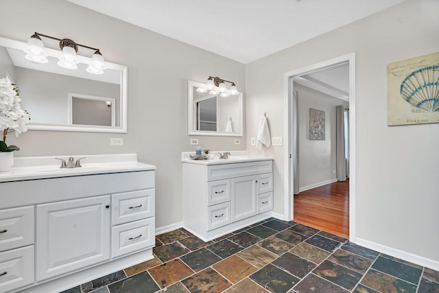 336 Brooklea Ct, Naperville, IL 60565 - bathroom featuring stone tile flooring and vanity