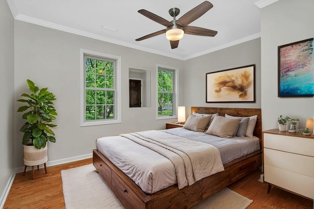 336 Brooklea Ct, Naperville, IL 60565 - bedroom featuring light wood-style floors, ornamental molding, and a ceiling fan