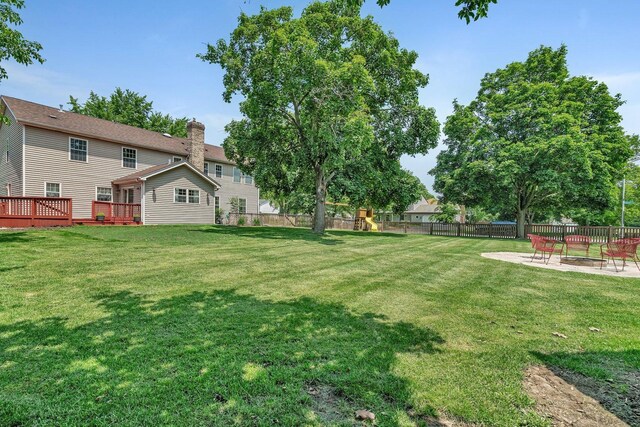 336 Brooklea Ct, Naperville, IL 60565 - view of yard with a playground, a patio, and a wooden deck