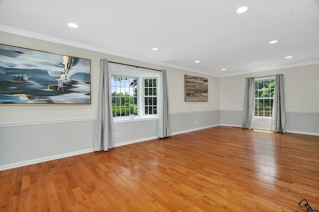 336 Brooklea Ct, Naperville, IL 60565 - unfurnished room featuring light wood-style flooring, crown molding, and recessed lighting