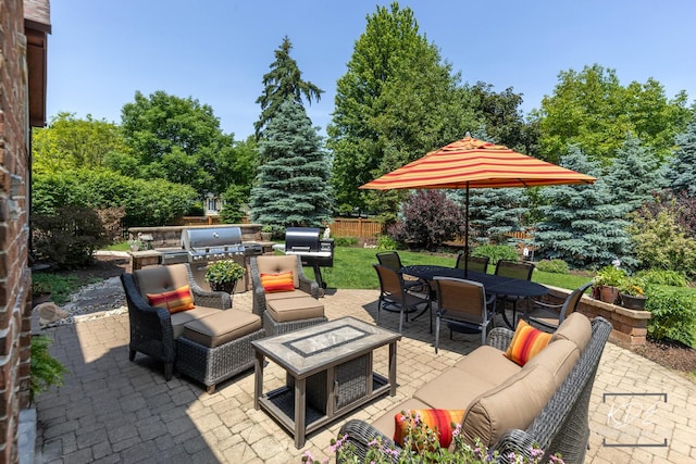 1012 Kennesaw Ct, Naperville, IL 60540 - view of patio with outdoor dining area, an outdoor living space with a fire pit, and grilling area