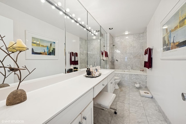 1530 N Dearborn Pkwy Unit 9S, Chicago, IL 60610 - bathroom featuring marble look tiles, vanity, and tiled shower / bath