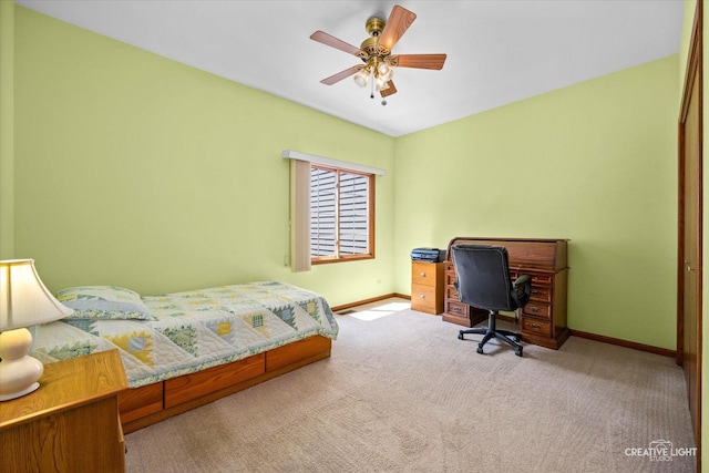 111 Fawn Ln, Elgin, IL 60120 - bedroom with carpet, an office area, and a ceiling fan