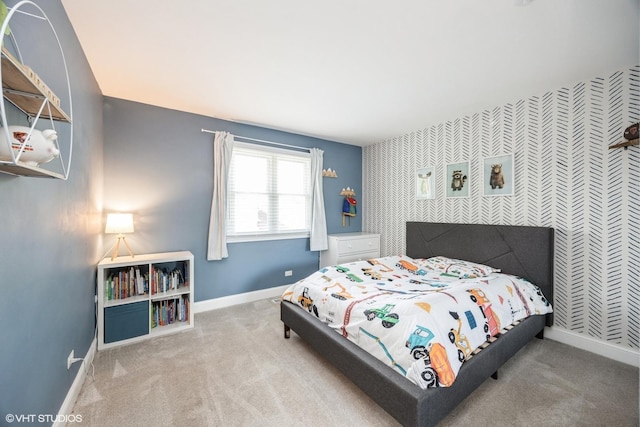 3925 Williams St, Downers Grove, IL 60515 - bedroom with an accent wall, carpet floors, and wallpapered walls