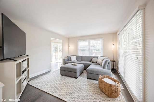 3925 Williams St, Downers Grove, IL 60515 - living room featuring baseboards and wood finished floors
