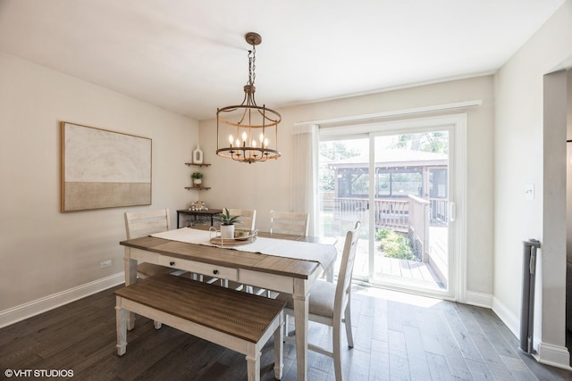 3925 Williams St, Downers Grove, IL 60515 - dining space featuring a chandelier and dark wood-type flooring