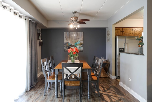 11114 Heritage Dr Unit 2D, Palos Hills, IL 60465 - dining room with ceiling fan and wood finished floors
