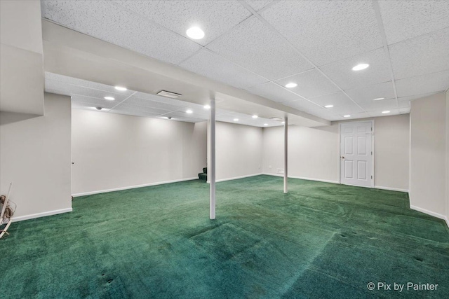 372 Goshawk Ln, Deerfield, IL 60015 - finished basement featuring carpet floors, a drop ceiling, and recessed lighting