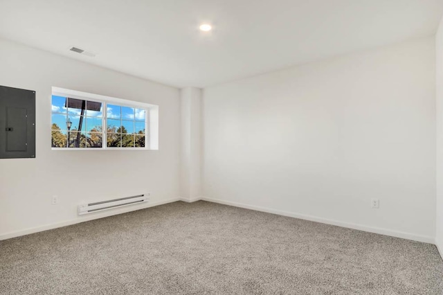 871 Briar Glen Ct, Hampshire, IL 60140 - empty room featuring baseboard heating, electric panel, carpet flooring, and recessed lighting