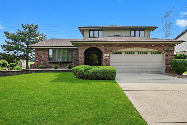 14023 S Split Rail Dr, Homer Glen, IL 60491 - view of front of home featuring concrete driveway, brick siding, and a front lawn