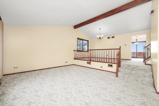 14023 S Split Rail Dr, Homer Glen, IL 60491 - empty room with carpet, a chandelier, and plenty of natural light