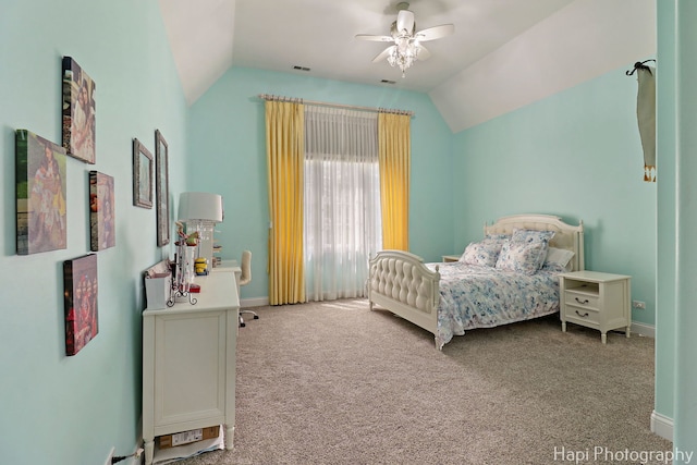 1400 Banbury Rd, Inverness, IL 60067 - carpeted bedroom featuring lofted ceiling, baseboards, and a ceiling fan