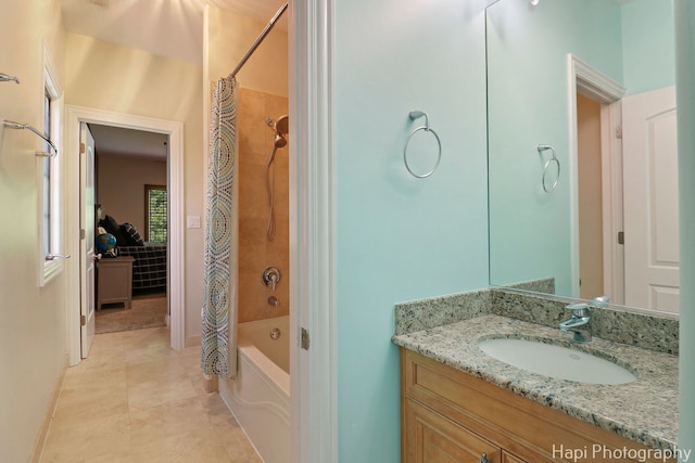 1400 Banbury Rd, Inverness, IL 60067 - full bathroom with shower / bath combo, vanity, tile patterned flooring, and baseboards