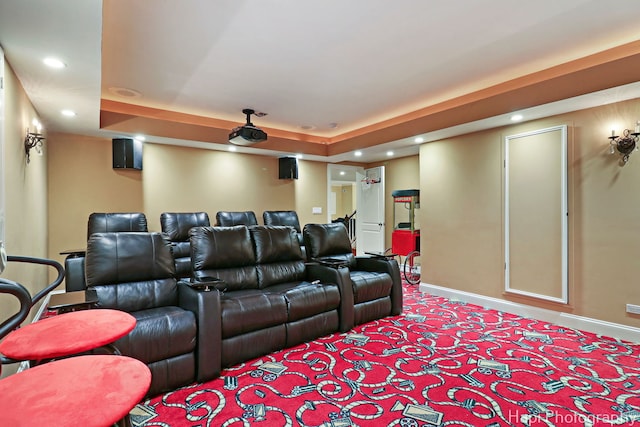 1400 Banbury Rd, Inverness, IL 60067 - carpeted cinema featuring recessed lighting and a tray ceiling