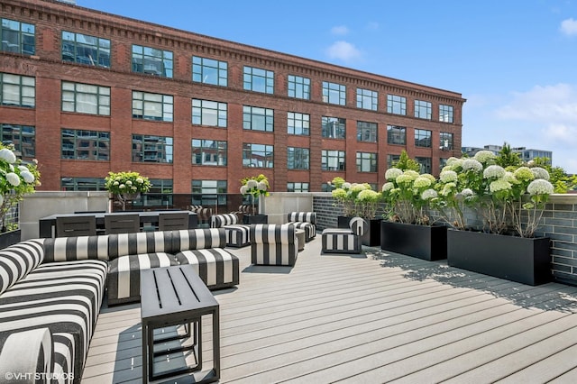 226 S Green St Unit 4N, Chicago, IL 60607 - wooden terrace featuring an outdoor hangout area