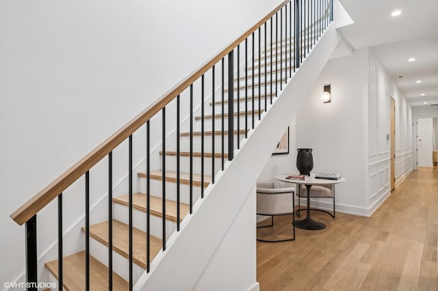 226 S Green St Unit 4N, Chicago, IL 60607 - stairway featuring wood finished floors and recessed lighting