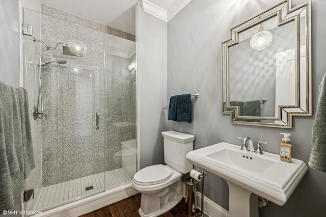 1406 Meadow Ln, Glenview, IL 60025 - bathroom featuring a shower stall and wood finished floors
