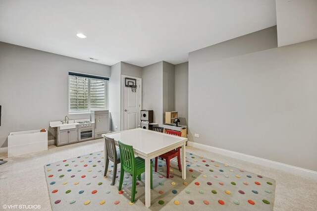 1406 Meadow Ln, Glenview, IL 60025 - rec room featuring light colored carpet and recessed lighting