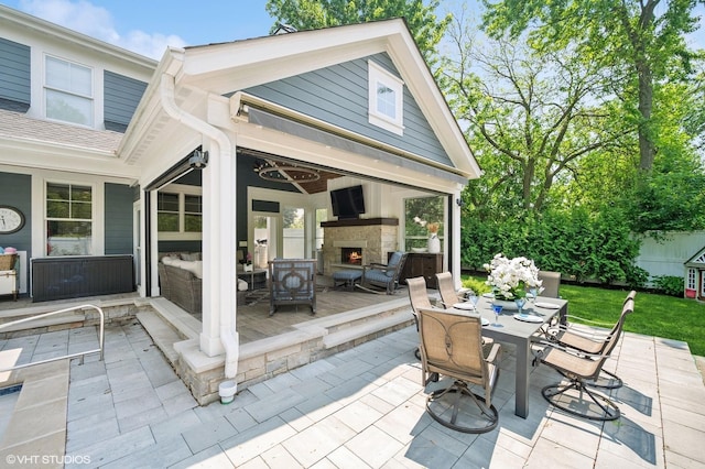 1406 Meadow Ln, Glenview, IL 60025 - view of patio / terrace featuring outdoor dining space and an outdoor living space with a fireplace