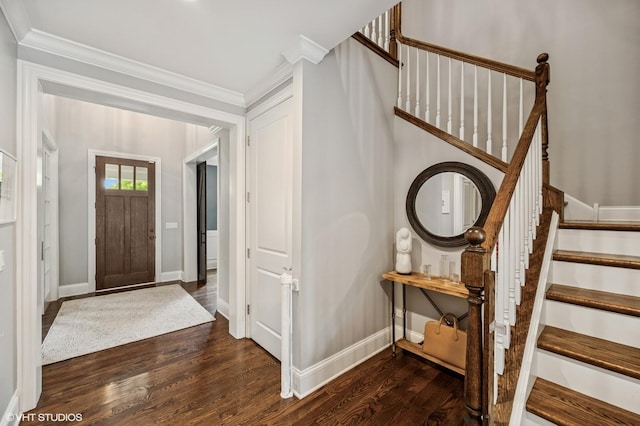 1406 Meadow Ln, Glenview, IL 60025 - foyer featuring stairs, wood finished floors, and ornamental molding