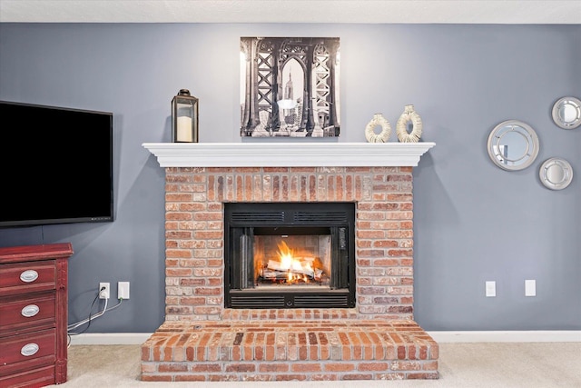 3905 Boulder Ridge Dr, Champaign, IL 61822 - detailed view of carpet and a brick fireplace
