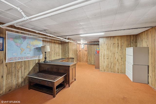 1241 Forest Ave, Wilmette, IL 60091 - finished below grade area featuring wooden walls and carpet flooring