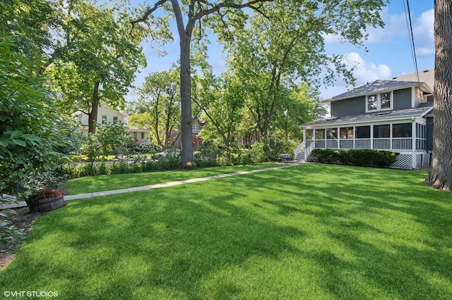 1241 Forest Ave, Wilmette, IL 60091 - view of green lawn featuring a sunroom