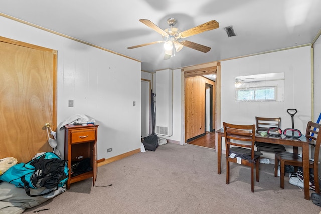 14217 Turner Ave, Robbins, IL 60472 - dining space featuring carpet, ceiling fan, and baseboards