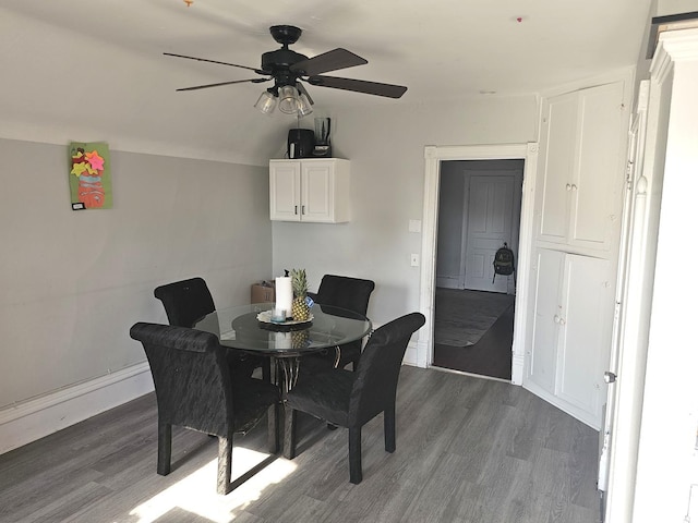310 Hill Ave, Elgin, IL 60120 - dining area featuring a ceiling fan and wood finished floors