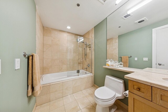 333 N Canal St Unit 2505, Chicago, IL 60606 - full bath with tile patterned floors, tiled shower / bath, and vanity