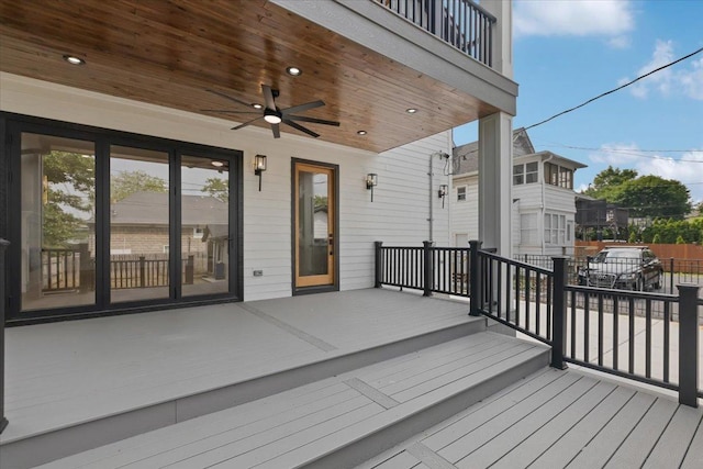 223 Center St, Naperville, IL 60540 - wooden terrace featuring a ceiling fan